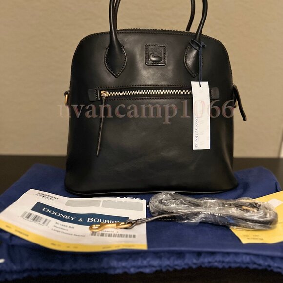 DOONEY & BOURKE Large Florentine Domed Leather Satchel BLK *new condition* - Picture 1 of 5